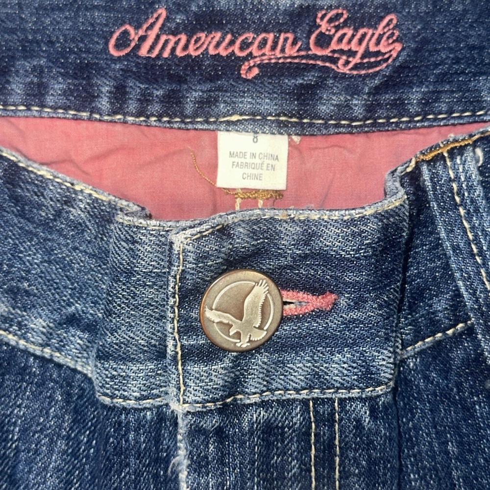 Vintage American Eagle Skirt 8 Y2K Crystal Embellished Distressed Micro Mini - Picture 5 of 11
